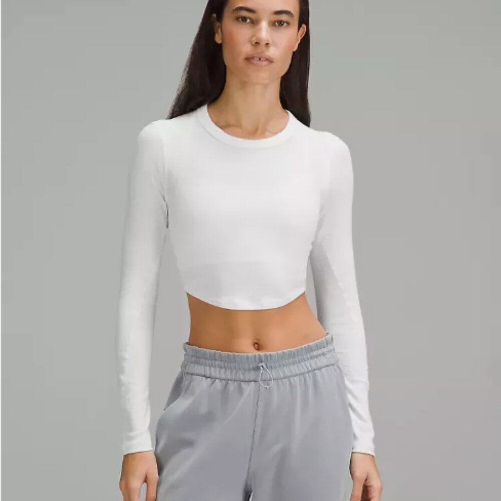Lululemon Hold Tight Cropped Long-Sleeve Shirt Size 2 White NWOT